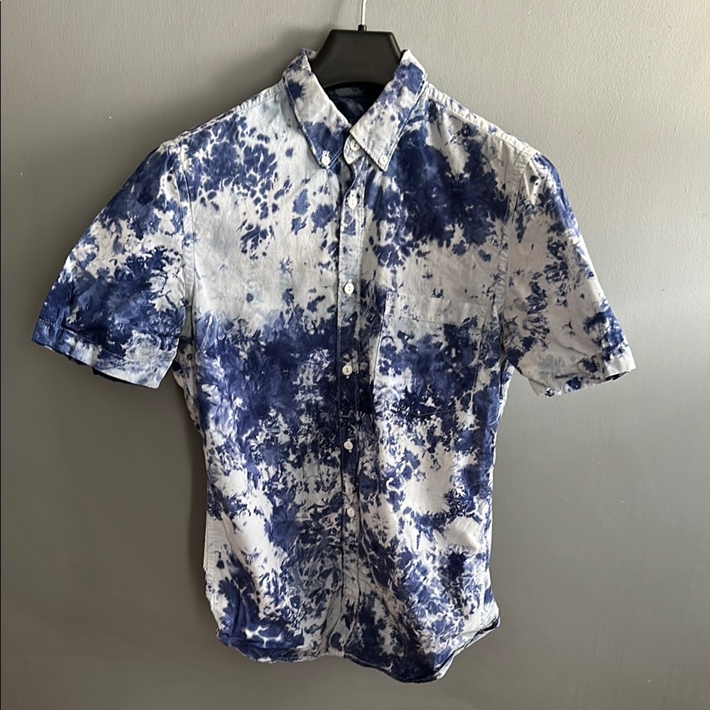 French Connection Blue and White Casual Button Down Shirt